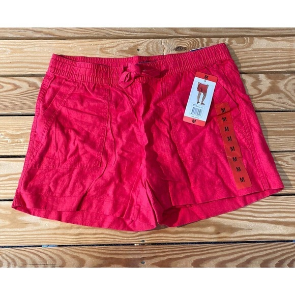NWT Nautic Linen Shorts Size Medium Women’s Red Drawstring - Picture 1 of 10